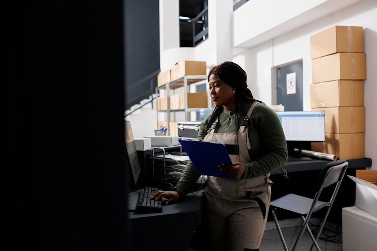 sap in retail service, a women manage the computer